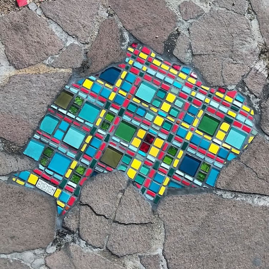 Cracks In Pavement To Colorful Mosaic Art