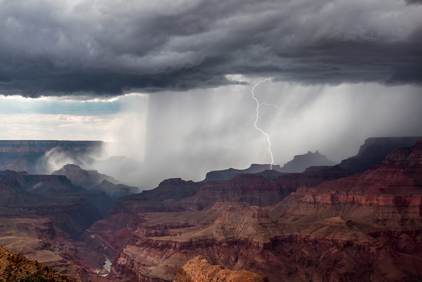 Image of a sudden monsoon storm in Grand Canyon.