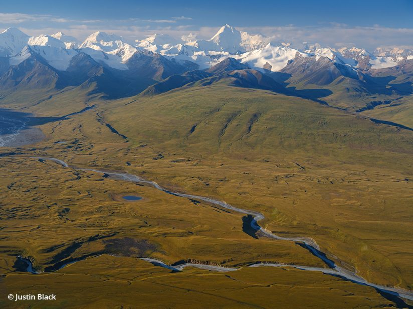 Aerial view of the Sary-Jaz River in Kyrgyzstan