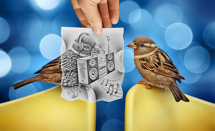 Pencil Illustrations With Photography by Ben Heine