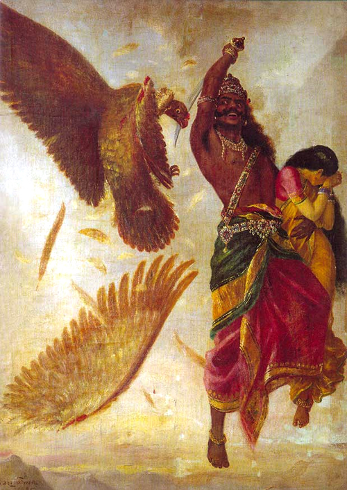 Ravana Sita Jathayu by Raja Ravi Varma