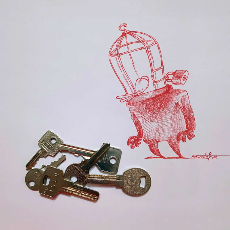 Hilarious Illustrations That Show How Majid Khosroanjom Transforms Real Objects Into Laughs