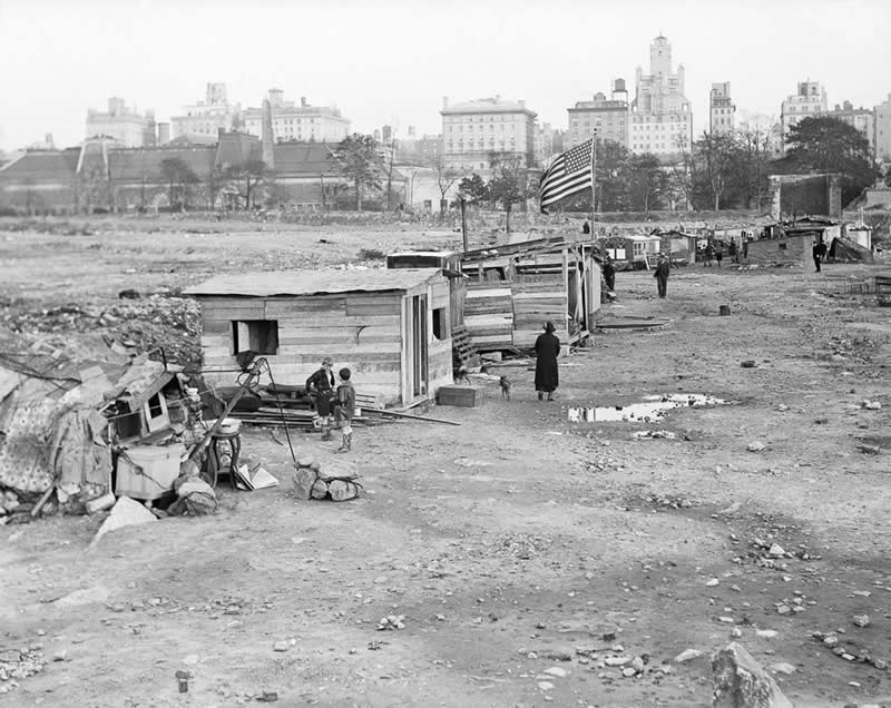 A Hooverville in Central Park, New York City. 1933