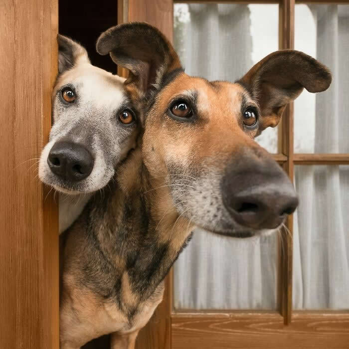 Just Two Curious Souls Saying Hello - Heartwarming Dog Portraits by Elke Vogelsang