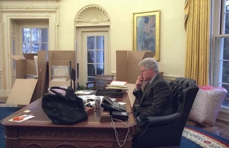 Bill Clinton on his final day in the office as President (January 19, 2001).
