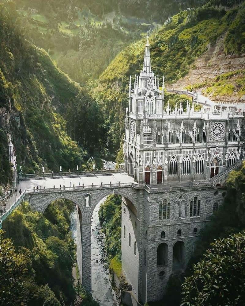 The Sanctuary Of Las Lajas, Dramatically Perched In The Canyons Of Colombia