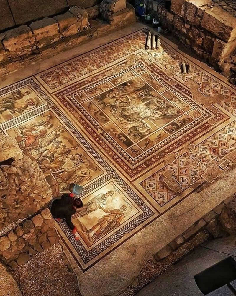 The world’s largest preserved mosaic, opened to visitors in 2019 in Antakya, Türkiye, within the newly constructed Antakya Museum Hotel. 
