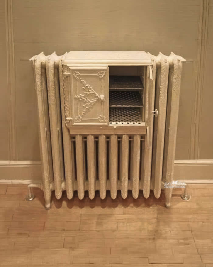 History Reimagined: 33 Rare Color Photos That Bring the Past Back to Life 61 A late 19th-century radiator featuring an integrated warming oven. This ornate cast iron masterpiece was designed to keep plates warm and ready for service in grand Victorian dining rooms.