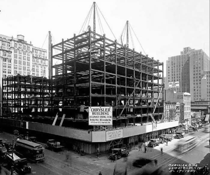 Old New York Revealed: 35 Rare Historical Photos That Capture Forgotten Moments 43 Construction of the Chrysler Building, fall of 1928. Note the sign showing occupancy for 1930.