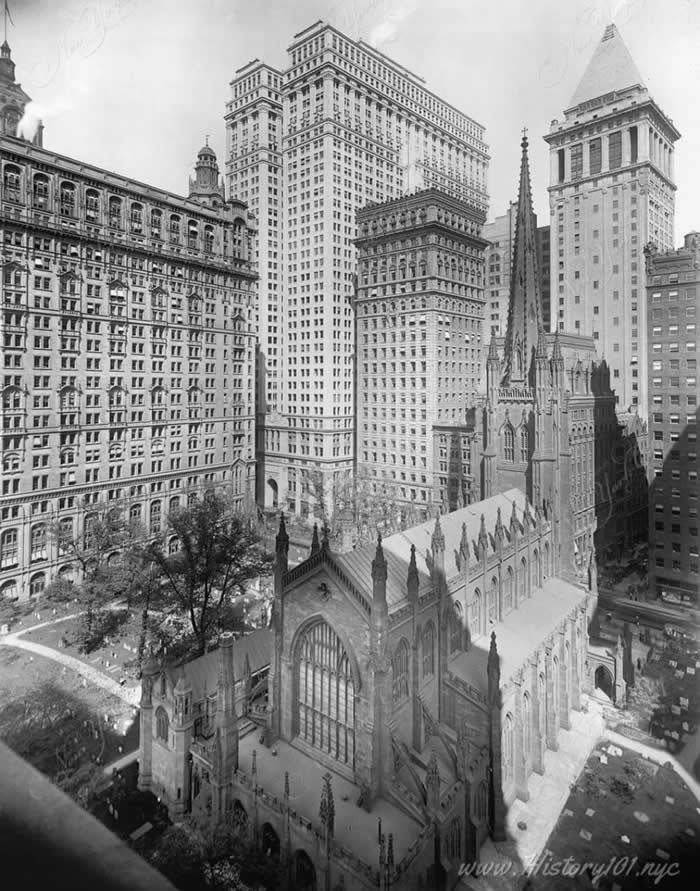 Old New York Revealed: 35 Rare Historical Photos That Capture Forgotten Moments 47 Panoramic view, Trinity Church, New York.