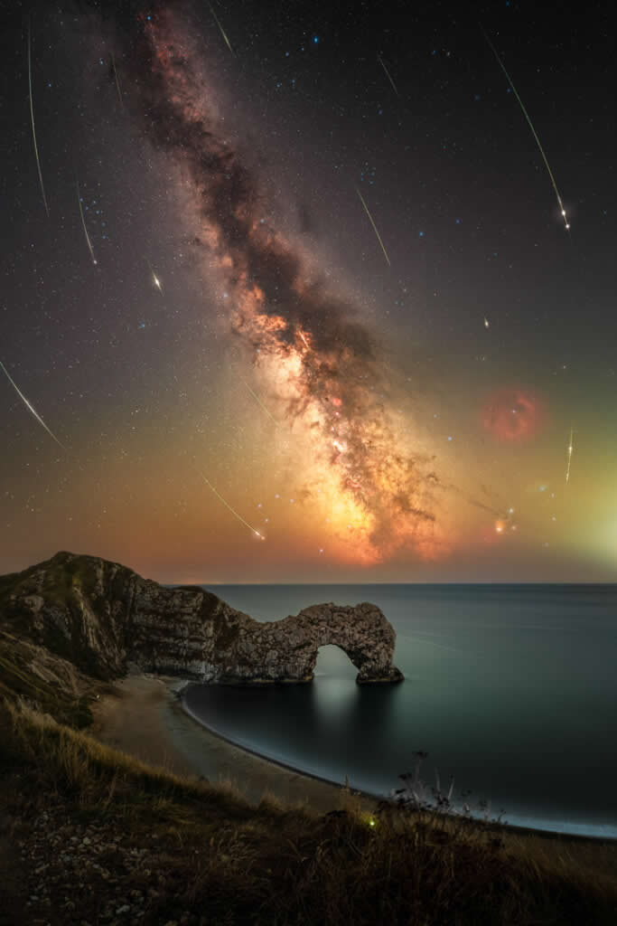 Perseid Meteors Over Durdle Door by Josh Dury - Milky Photographer of the Year 2026 Winners