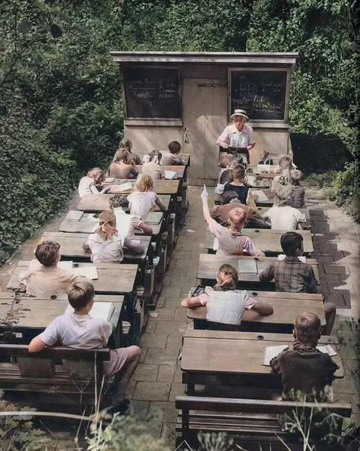 History Uncovered: 40 Powerful Photos That Change How We See the Past 56 An open air school in 1957, Netherlands