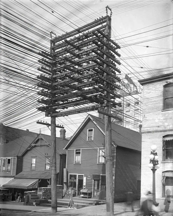 History Uncovered: 40 Powerful Photos That Change How We See the Past 73 Telephone lines, Vancouver, BC, March 1914