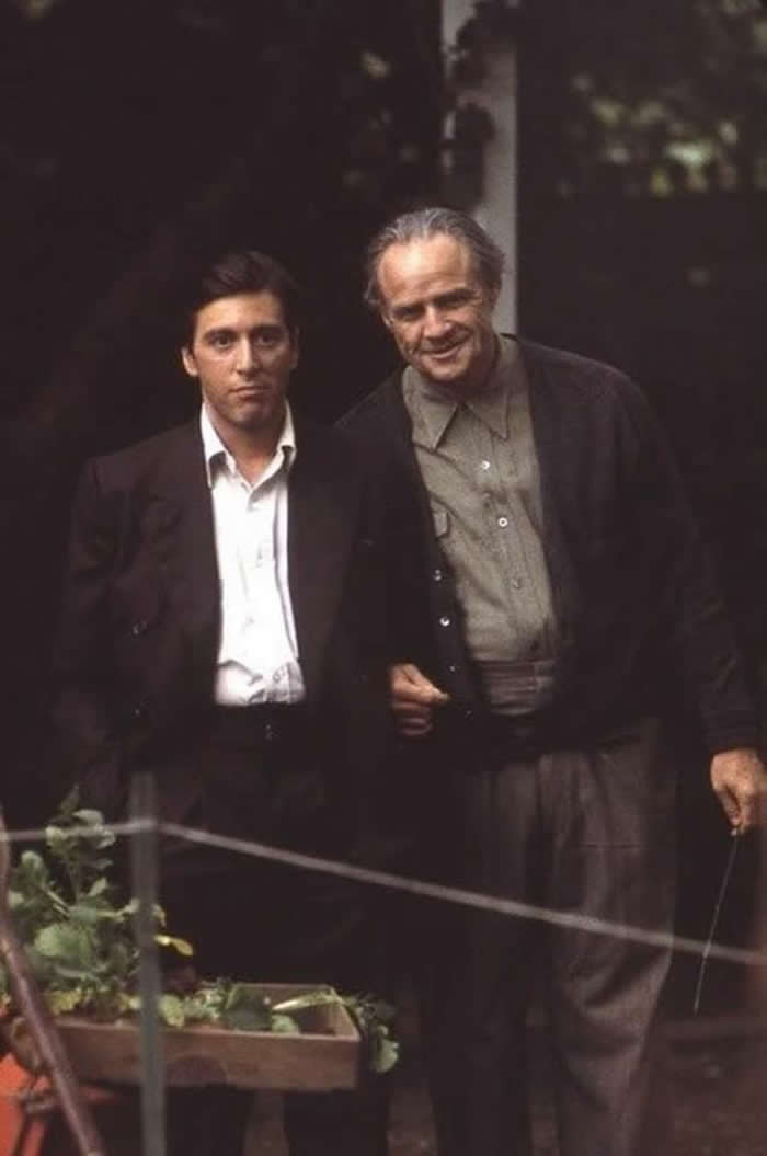 History Uncovered: 40 Powerful Photos That Change How We See the Past 76 Al Pacino and Marlon Brando on the set of 'The Godfather' (1972)