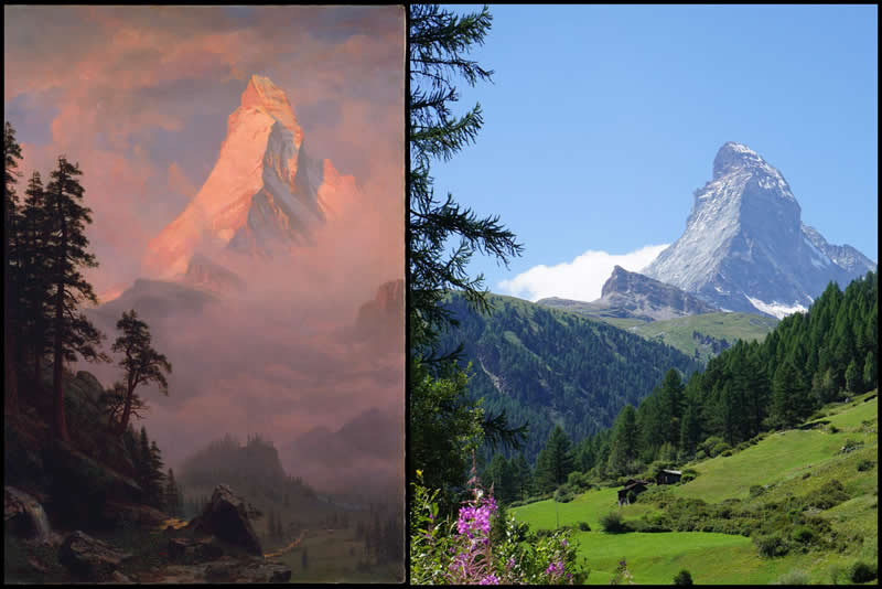 From Canvas to Reality: 27 Famous Paintings and Their Real-Life Locations 31 Sunrise on the Matterhorn by Albert Bierstadt (1880s) - Famous Paintings and Their Real-Life Locations