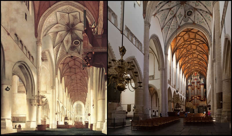 From Canvas to Reality: 27 Famous Paintings and Their Real-Life Locations 44 Interior of the Church of St Bavo in Haarlem by Pieter Jansz. Saenredam (1648) - Famous Paintings and Their Real-Life Locations