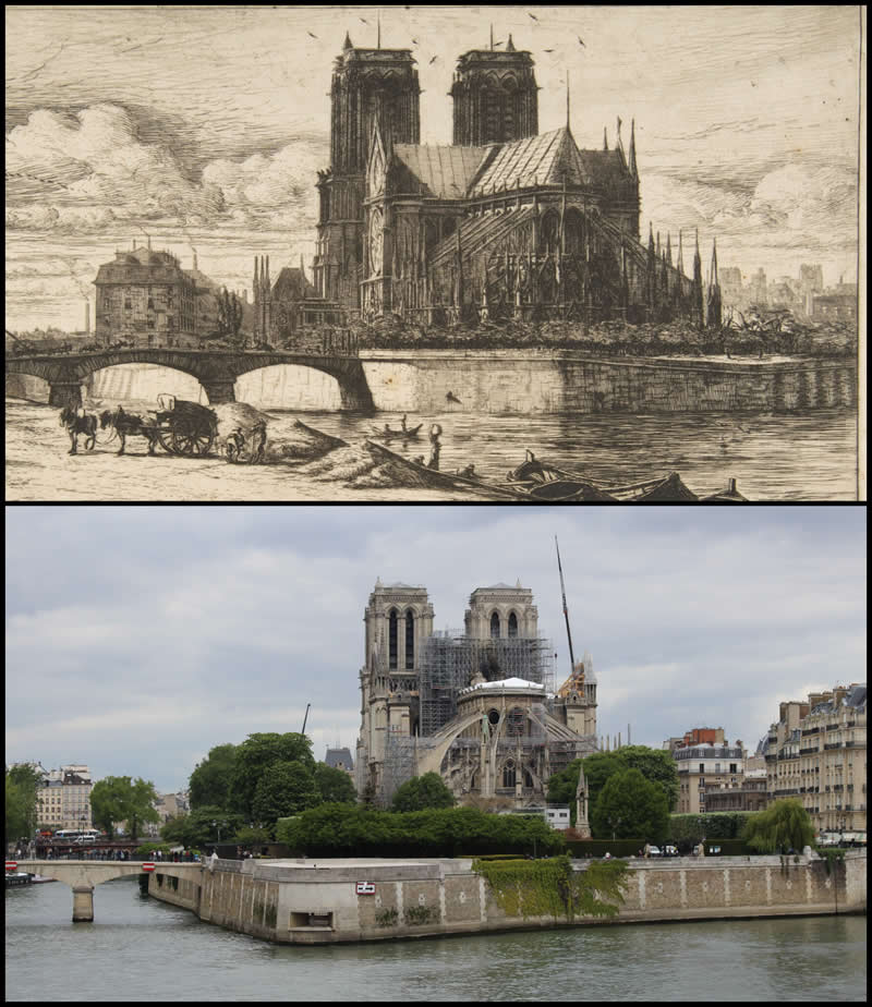 From Canvas to Reality: 27 Famous Paintings and Their Real-Life Locations 45 Abside de Notre Dame by Charles Meryon (1854) - Famous Paintings and Their Real-Life Locations