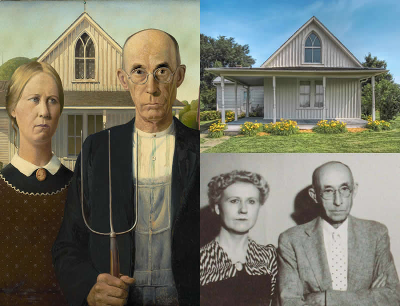 From Canvas to Reality: 27 Famous Paintings and Their Real-Life Locations 33 American Gothic by Grant Wood (1930) - Famous Paintings and Their Real-Life Locations