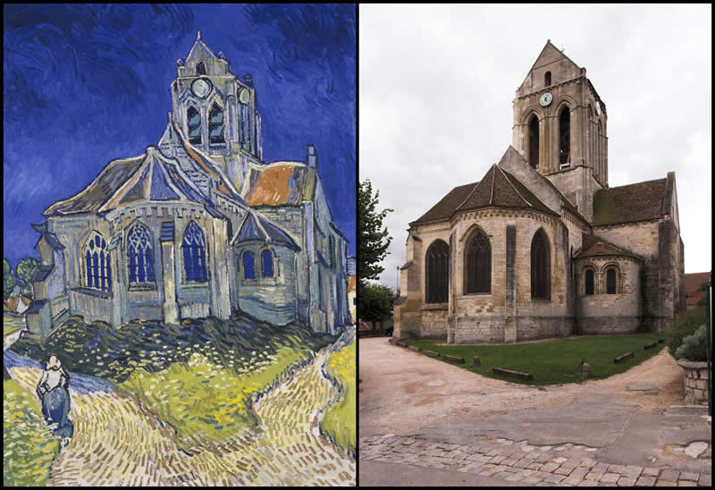 From Canvas to Reality: 27 Famous Paintings and Their Real-Life Locations 36 The Church at Auvers by Vincent van Gogh (1890) - Famous Paintings and Their Real-Life Locations